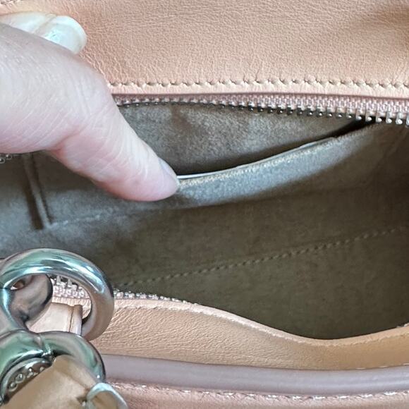 COACH Andrea Mini Carryall Signature Jacquard Peach Tan Refined Calf Leather NWT - Picture 14 of 15